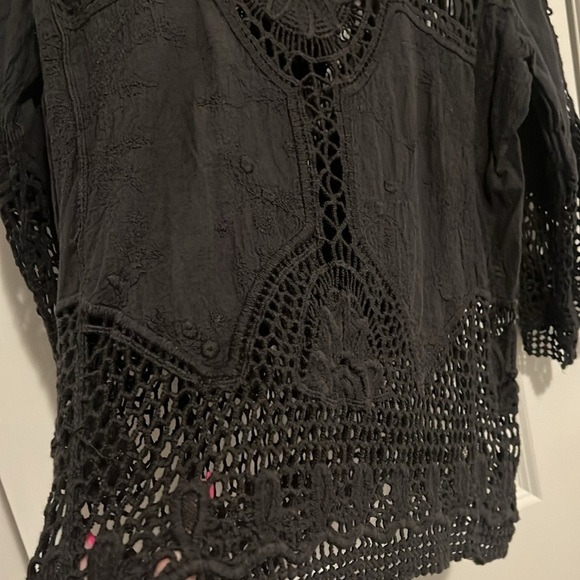 Taylor & Sage size Medium Crochet Black Too Hippie Goth 70’s Style Cute - Picture 4 of 6